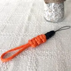 パラコード フィンガーストラップ オレンジ ループ1本仕様 ハンドメイド