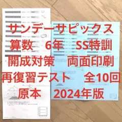 サンデーサピックス　6年 算数 SS特訓 開成対策　アプローチ編　解答解説 サンデーサピックス 6年 算数 SS特訓 開成対策 アプローチ編