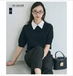 ベースメントオンライン basement online 襟付き半袖ニット