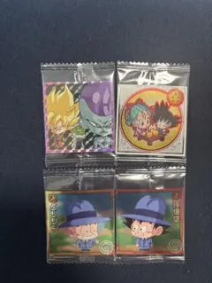 ドラゴンボールシール4枚 孫悟空、クリリン、ブルマ&孫悟空 孫悟空&フリーザ