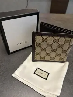 【正規品】GUCCI 二つ折り財布 GGキャンバス シリアルあり 箱・保存袋付き