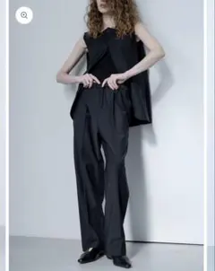 美品】 anuans アシメドレープオールインワン S チャコールグレー 