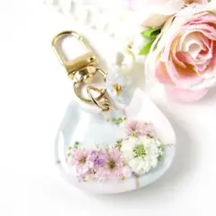 ハンドメイド レジン ドライフラワー キーホルダー チャーム 猫 大人