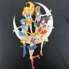 【美品】セーラームーン 5戦士 プリントTシャツ ブラック Lサイズ 当時物