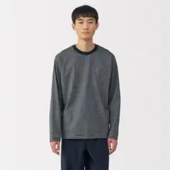 無印良品　天竺編みクルーネック長袖Ｔシャツ（ボーダー）