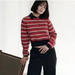 emmi ボーダー ポロシャツ