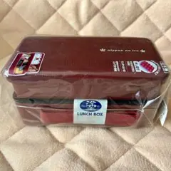 【値下げ】 松花堂弁当箱（仕切付） 布目 ランチボックス エンジ色 日本製 1点のサムネイル