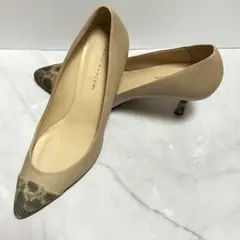 美品✨ファビオルスコーニ キャメル×パイソン ポインテッドトゥ パンプスのサムネイル