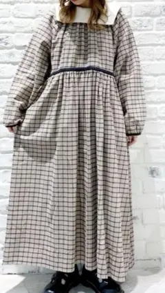 試着のみ美品 前後着パイピングワンピース