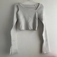 【美品】 ニットトップス Sサイズ アイボリー アシンメトリー