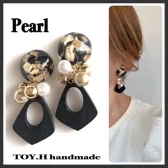 ドライフラワーサークル　ゆらゆらブラックウッド　ハンドメイドピアス　イヤリング