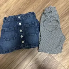 110ボトムスセット　nextデニムスカートアプレレクールパンツ