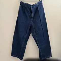 GU ダークブルー ワイドパンツ メンズ　レディース　ウエスト紐あり