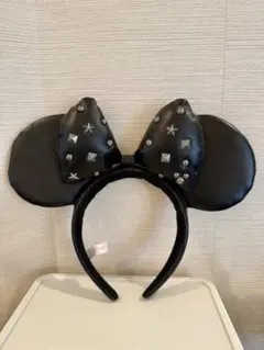 ミッキー耳 黒 ヘアバンド 装飾付き