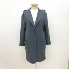 PLST フード付き ロングコート M グレー ウール
