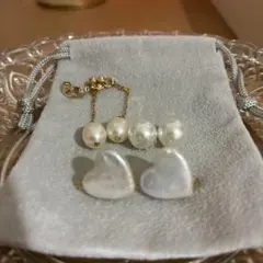 淡水パールの3wayハートピアス