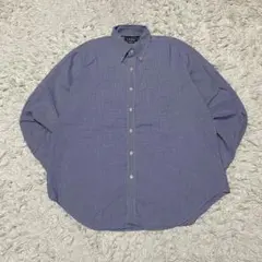 ローレンラルフローレン 長袖シャツ チェック柄 青ベース 古着 ボタンダウン