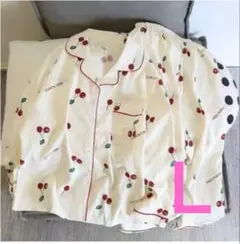 チェリー柄 ルームウェア・パジャマ上下 Lサイズ