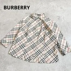 美品 BURBERRY バーバリー ノバチェック 7分丈 スキッパーシャツ 36 