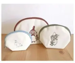 【GLOW 2020年4月号付録】 ムーミンシェル型 刺しゅうポーチ3点セット