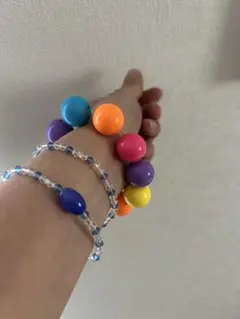 カラフルビーズ ブレスレット・アンクレットセット