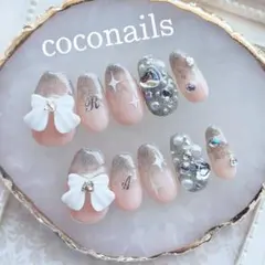 ネイルチップフラッシュリボンキラキラ量産型地雷系ピンク韓国ジャニーズワンホン