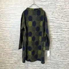 ジェーアライブ チュニック Lサイズ 日本製 ドット柄 グリーン×ネイビー　新品