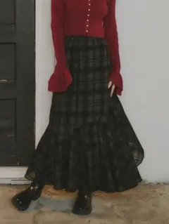 【1/15まで】Olu.♡アシンメトリーチェックラメスカート