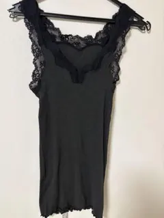 ワコール　レース付きキャミソール ブラック&ミント M 2枚セット