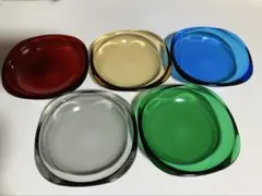 昭和レト　ガラス皿5枚セット　小皿　ケーキ皿　フルーツ皿　プレート