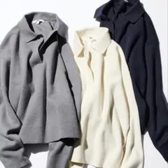 美品　UNIQLO スムースコットンリラックスポロセーターXL