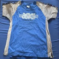 ASICS ラグランスリーブ Tシャツ 青/グレー