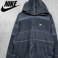 NIKE ナイキ リバーシブル 刺繍 パーカー 希少デザイン ブラック 古着