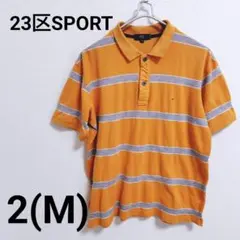 ◆良品◆ 23区SPORT ボーダー 半袖ポロシャツ メンズ M オレンジのサムネイル