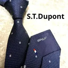 【✨極美品✨】S.T.Dupont エステーデュポン ネクタイ ネイビー ロゴ柄