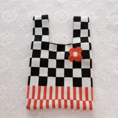 ハンドメイド ニットバッグ チェッカーフラッグ モチーフ | Mercari