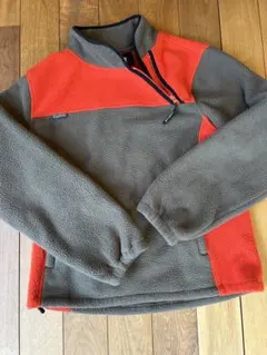 オレンジ グレー ハーフジップ フリースジャケット