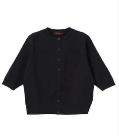 【超美品】CABaN ファインポリエステル ハーフスリーブカーディガン　ブラックのサムネイル