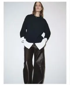 ボプリン切り替えシャツドッキングニット