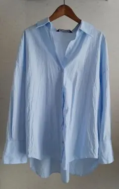 ザラ　ZARA　シャツ　ブルー　コットン