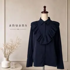 10 美品　anuans ブラック　フリル　ブラウスのサムネイル