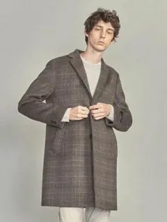 United Arrows チェック メルトン チェスターコート 　XL　美品のサムネイル