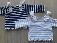 petit main リボン付き スカラップ 2枚セット