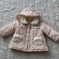 花柄中綿コート フリース付き