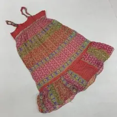 Safran マルチカラーボヘミアン柄 シフォンキャミソール ワンピース