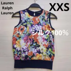 シルク　レーヨン　ローレンラルフローレン　花柄　ノースリーブカットソー
