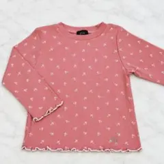 キッズ 100 ロンT 長袖 プティマイン 綿100% ピンク チェリー 女の子