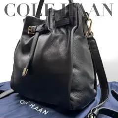 【美品】コールハーン　2way 巾着型ショルダーバッグ　ハンド　斜め掛け　黒