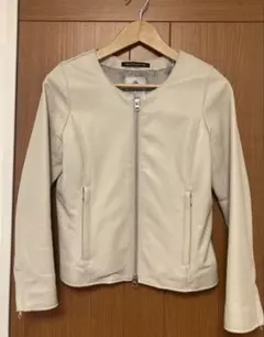 ナノユニバース　レザージャケット　アイボリー