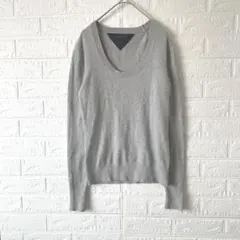 TOMMY HILFIGER カシミヤ混 グレー Vネック 薄手ニット S